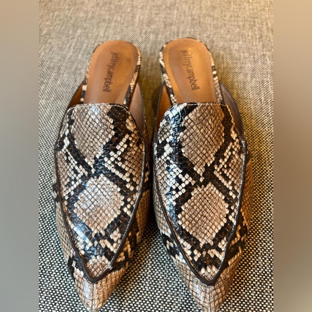 Jeffrey Campbell snakeskin mules